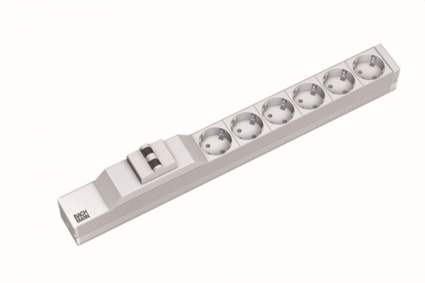 ALLNET 19"zbh. Steckdosenleiste, 6xDosen(CEE7)->Stecker(CEE7), LS(Leitungsschutzschalter 16A), Bachmann