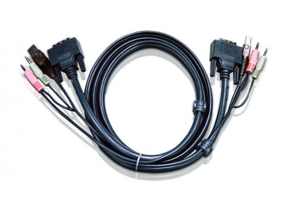 Aten Verbindungskabel DVI-I, 1,8m, USB, Audio
