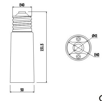 Synergy 21 Adaptador casquillo E40 a E40 largo