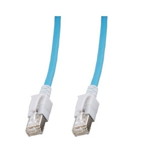 Patchkabel RJ45,DC, CAT6A 500Mhz, 5m, blau, LED in den Steck