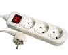 Bachmann Tischsteckdose, 3xDosen(CEE7)->Stecker(CEE7), 1,5m, mit Schalter, weiß, SELLY,