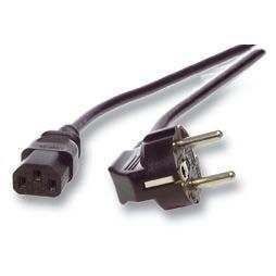Netzkabel 230V Schutzkontakt CEE7(Stecker)->Kaltgeräte IEC-C13(Buchse), 3m, Black, Bulkware,