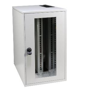19"Wandgehäuse, Vertikal, 5HE, 1-teilig, T500mm, Lichtgr