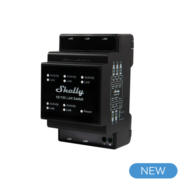 Shelly · Hutschiene · &quot;LAN Switch&quot; · 5 Ports · 10/100 Mbit