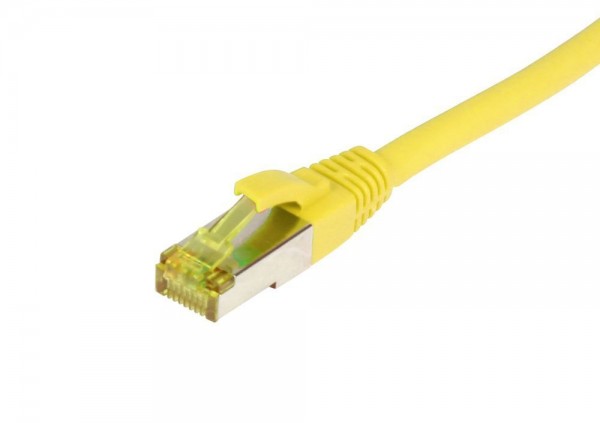 Patchkabel RJ45, CAT6A 500Mhz, 20m, gelb, S-STP(S/FTP), TPE/LSZH(Ultraflex), AWG26, mit CAT7 Rohkabel, Synergy 21