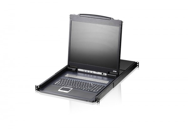 Aten KVM/TFT 8-fach,19&quot; 1HE, incl.KVM/TFT 19&quot;, Deutsch, Black, für Anschluss VGA/PS2/USB