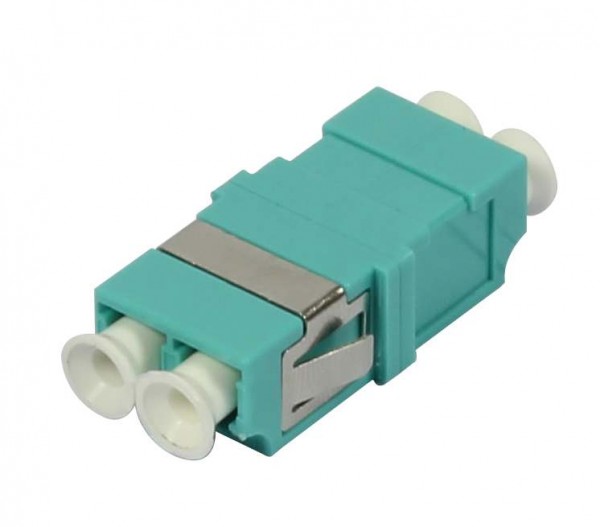 LWL-Kupplung, LC-Buchse/LC-Buchse, 50/125u Multimode OM3, aqua, duplex, PC, ohne Flansch, Synergy 21,
