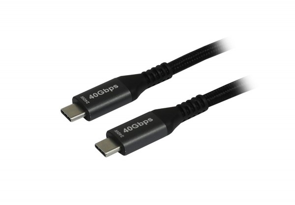 Kabel USB, C(St) => C(St), 2.0m, USB4.0, schwarz(Textil), 40G/5A, 240W, Gen 3x2, E-Marker Chip, Synergy 21,