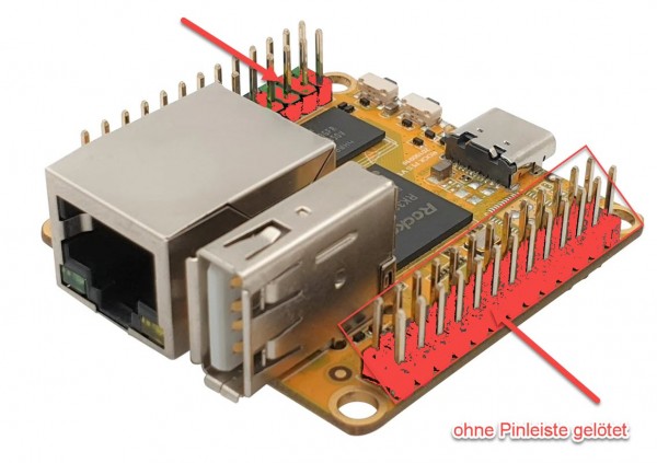 Rock Pi S - 512MB, 4GByte NAND SLC Flash con pines PoE, BT y WiFi sin Pinrow