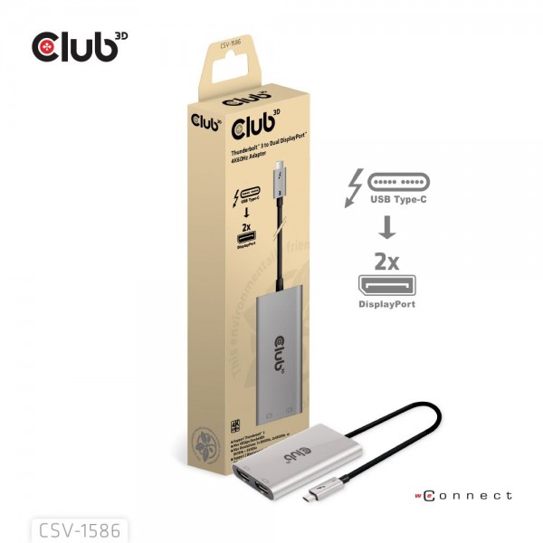 Club3D Adaptador Thunderbolt 3 a doble DisplayPort 4K60Hz