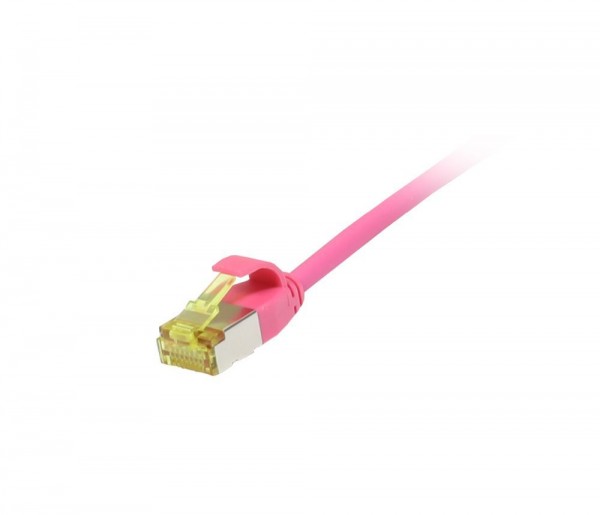 Patchkabel RJ45, CAT6A 500Mhz, 1.0m, magenta, U/FTP, slimline rund d=3,8mm, TPE/LSZH(Superflex), AWG32, mit CAT7 Rohkabel, Synergy 21