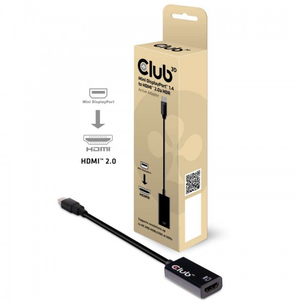 Club 3D Mini DisplayPort 1.4 a HDMI 2.0b HDR Adaptador activo