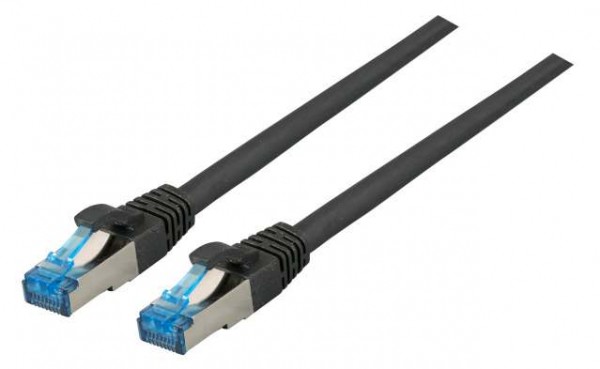 Patchkabel RJ45, CAT6A 500Mhz, 0.25m, schwarz, S-STP(S/FTP), TPE(Superflex), mit Cat.7 Rohkabel,