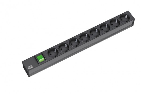ALLNET Regleta 8x Enchufes (CEE7), 19", negro