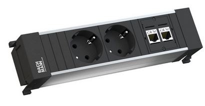 Bachmann Steckdoseneinheit Power Frame 2fach mit Schutzkontaktdosen und 2CAT5e Buchsen, kurz