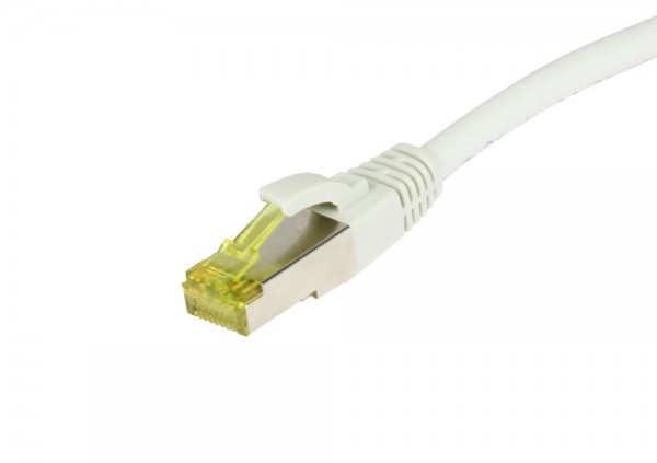 Patchkabel RJ45, CAT6A 500Mhz, 20m, weiss, S-STP(S/FTP), TPE/LSZH(Ultraflex), AWG26, mit CAT7 Rohkabel, Synergy 21