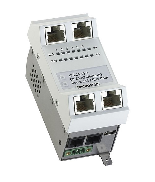 Microsens Installationswitch GBE 6 Port, vert.. Einbau, 5xRJ