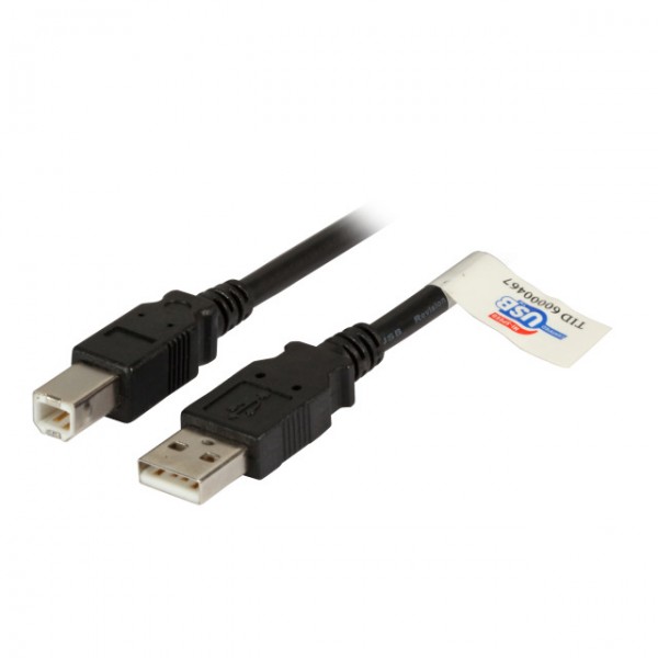 Kabel USB, A(St) => B(St), 0.5m, USB2.0, Premium, Schwarz,