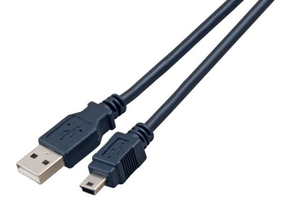 Kabel USB, A(St) => B(St)-mini 5-pol., 1.0m, USB2.0, schwarz