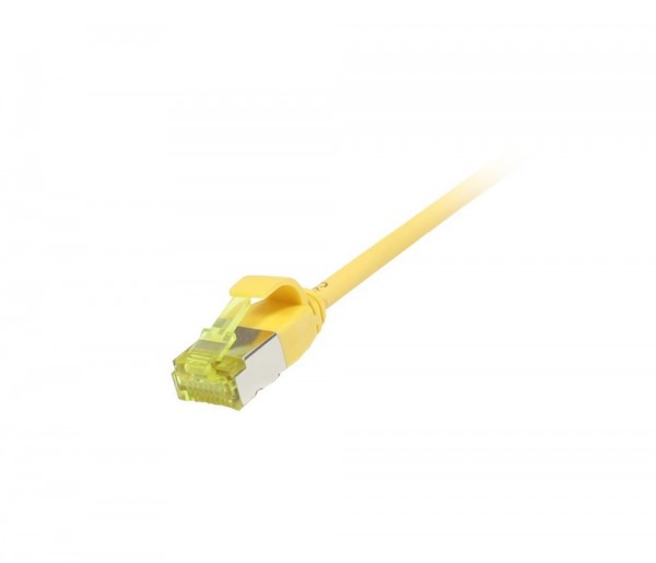 Patchkabel RJ45, CAT6A 500Mhz, 0.5m, gelb, U/FTP, slimline rund d 3,8mm, TPE/LSZH(Superflex), AWG32, mit CAT7 Rohkabel, Synergy 21