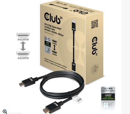 Kabel Video HDMI 2.1 Ultra High Speed 10K 120Hz 48Gbps ST/ST 2,0m *Club3D*