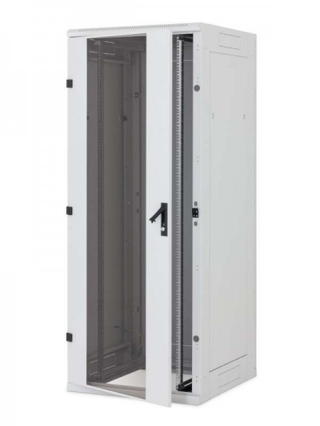 Triton 19"Schrank 27HE, B600/T1100, Lichtgrau,Glastür, RYA-Serie, zerlegbar, für Belastung 1200 kg,
