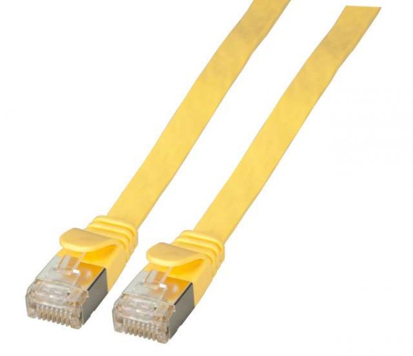 Patchkabel RJ45, CAT6A 500Mhz, 5m, gelb; U/FTP; flach,