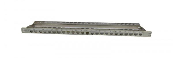 Patch Panel 24xTP, CAT6A, Keystone Slim-line, 19&quot;, Lichtgrau