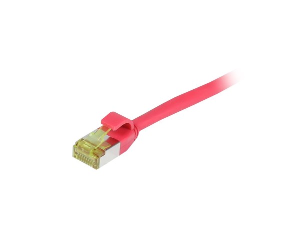 Patchkabel RJ45, CAT6A 500Mhz, 0.15m, rot, S-STP(S/FTP), slimline rund d=4,5mm, TPE/LSZH(Superflex), AWG28, mit CAT7 Rohkabel, Synergy 21