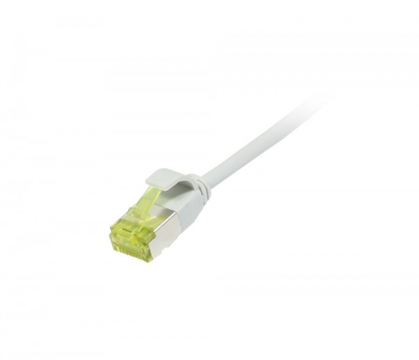 Patchkabel RJ45, CAT6A 500Mhz, 0.15m, grau, U/FTP, slimline rund d 3,8mm, TPE/LSZH(Superflex), AWG32, mit CAT7 Rohkabel, Synergy 21