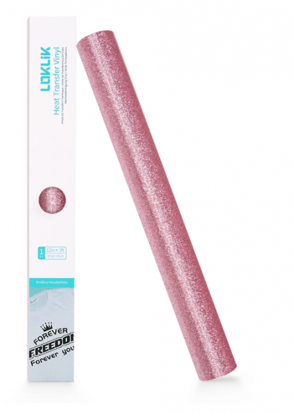 LOKLIK Vinilo termotransferible Purpurina - Rosa - 30,5 x 90 cm