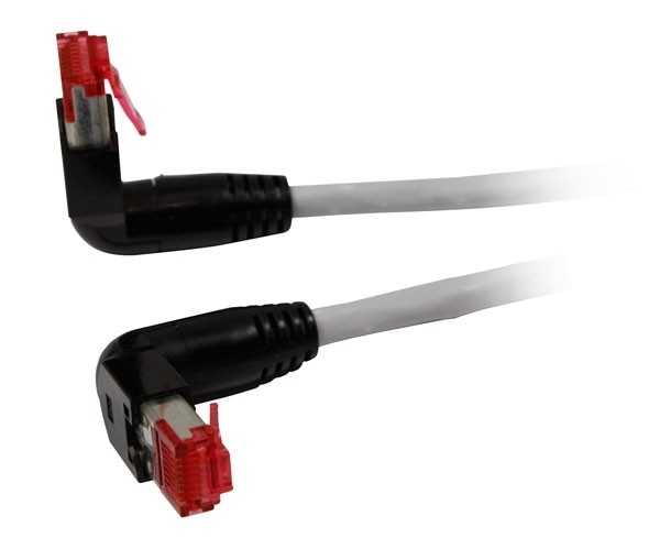Patchkabel RJ45-gewinkelt, CAT6A,1000Mhz, 10m Grau, PIMF