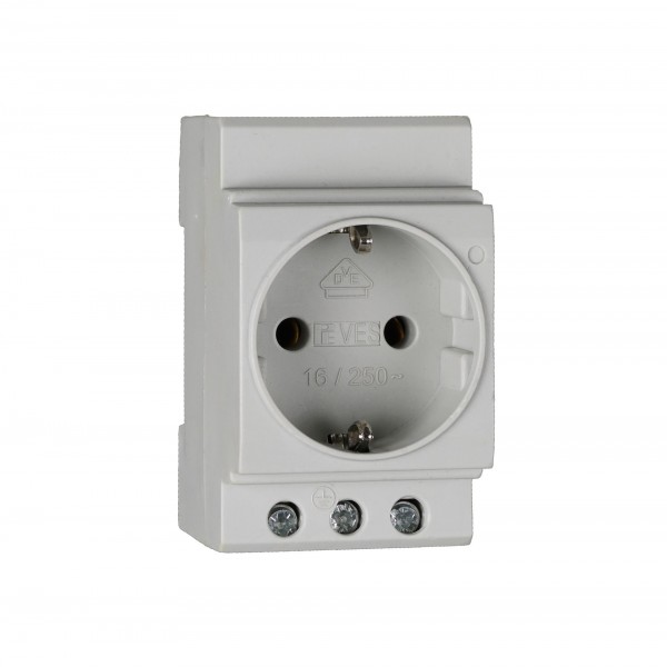 ALLNET 19"zbh. Steckdose, 1xDosen(CEE7), für Din-Rail, grau,