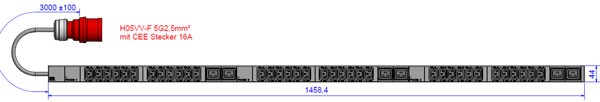 ALLNET 19"zbh. Steckdosenleiste,36xKaltgeräte(C13)+6xC19->Stecker(CEE 16A), Bachmann