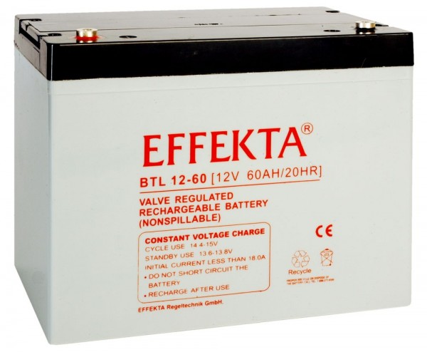 Effekta zbh. Akku 12V/ 60Ah,10-Jahresbatterien, F11/M6 Schraubanschluss