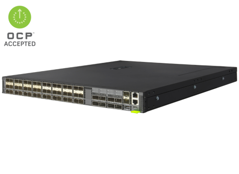 EdgeCore Switch full manged 56 Port • 48 x 25G SFP28 • 8x 100G QSFP28 • 19" 1 HE • Datacenter Switch • Back-to-front • DCS203 • 7326-56X-O-48V-B