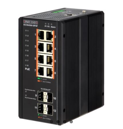 Edgecore Industrial Gigabit PoE Switch ECIS 4500 8x Gigabit PoE+ Ports, 4x SFP Ports, ECIS4500-8P4F
