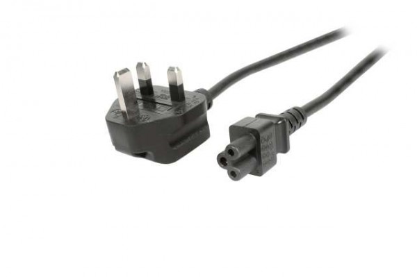 Netzkabel 230V UK-Stecker-&gt;C5(Buchse), 3m, Black, (Kleeblatt, Mickymaus)