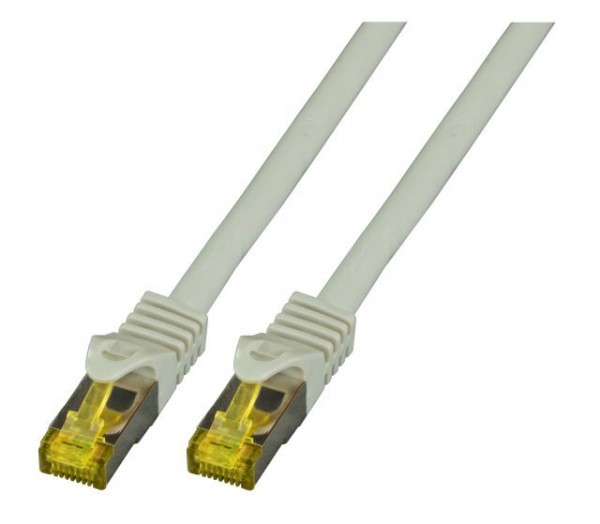 Patchkabel RJ45, CAT6A 500Mhz, 1.0m, grau; S-STP(S/FTP); LSZH, mit Cat.7 Rohkabel,