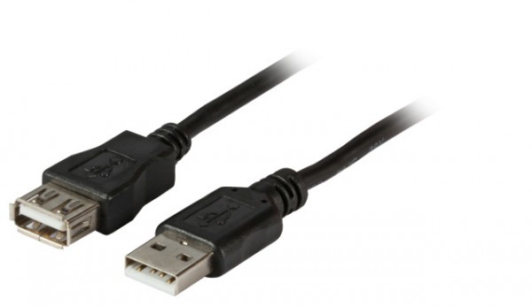 Kabel USB, A(St) => A(Bu), 1.5m, USB2.0, Verlängerung, schwarz, Classic