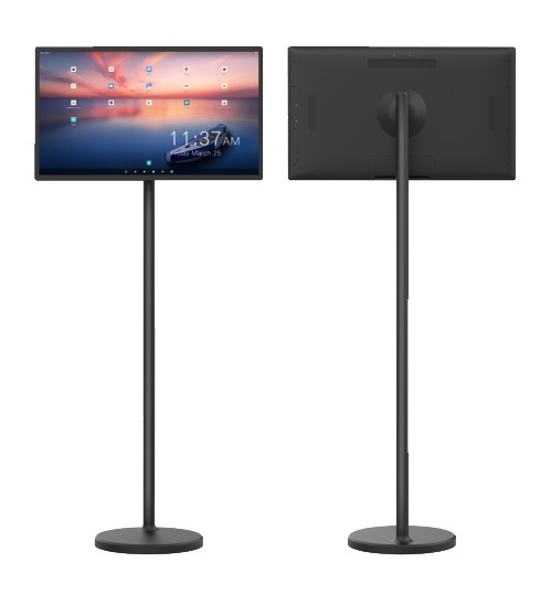 ALLNET Pantalla de alto rendimiento de 24 pulgadas con soporte, soporte y placa base con batería y función de carga Color blanco