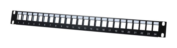 Keystone,Modulträger, 19"Patchpanel für 24xTP-Modul, 1HE(ohne Kabelabfang Schiene), Schwarz,