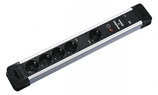 Bachmann Tischsteckdose, 1+4xDosen(CEE7)->Stecker(CEE7), 2m, Master/Slave, schwarz, CONNECTUS,