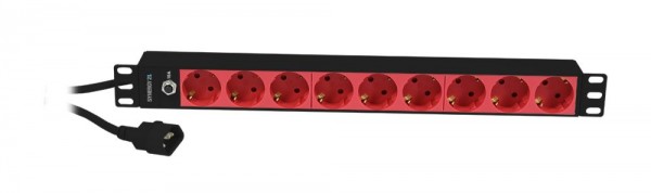 Synergy 21 Regleta 9x enchufes 19&quot;, Negro/Rojo