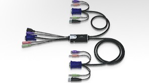 Aten KVM-Switch 2-fach, VGA/USB-Maus+PS2-Tastatur/Audio,