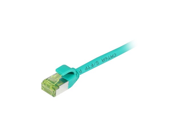 Patchkabel RJ45, CAT6A 500Mhz, 1.0m, grün, S-STP(S/FTP), slimline rund d=4,5mm, TPE/LSZH(Superflex), AWG28, mit CAT7 Rohkabel, Synergy 21