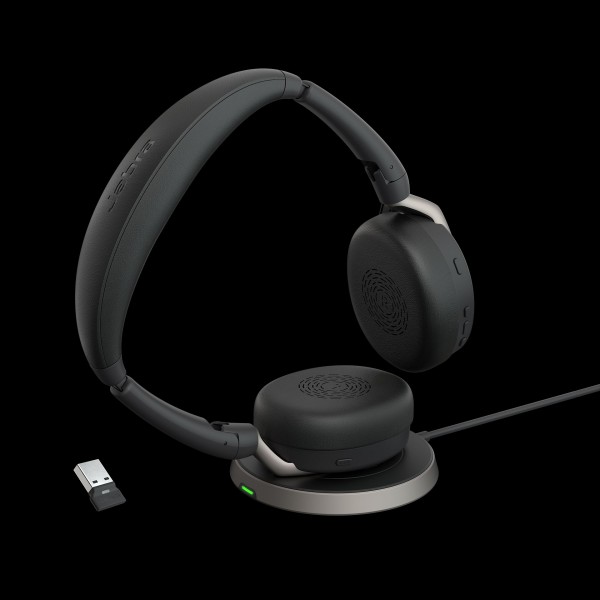 Jabra Evolve2 65 Flex UC Stereo Link380a con base de carga