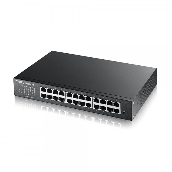 Zyxel Switch smart managed Layer2 24 Port • 24x 1 GbE • PoE Budget 130 Watt • 12x PoE at • 19" • GS1900-24EP
