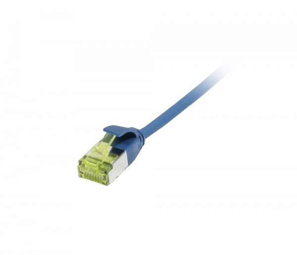 Patchkabel RJ45, CAT6A 500Mhz, 0.15m, blau, U/FTP, slimline rund d=3,8mm, TPE/LSZH(Superflex), AWG32, mit CAT7 Rohkabel, Synergy 21