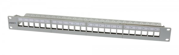 Keystone,Modulträger, 19&quot;Patchpanel für 24xTP-Modul, 1HE(t 94mm), Lichtgrau, V3, Synergy 21,